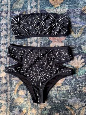 Beach Riot Black Studded Cutout Bandeau Bikini